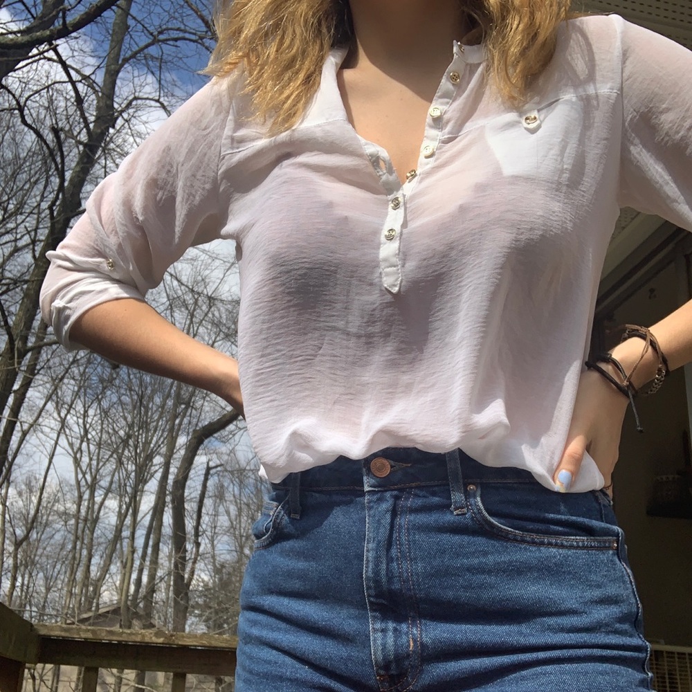 SHEER WHITE BLOUSE / BUTTON UP